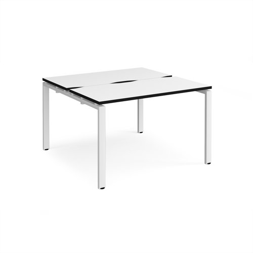 Adapt back to back desks 1200mm x 1200mm - white frame, white top, black edge