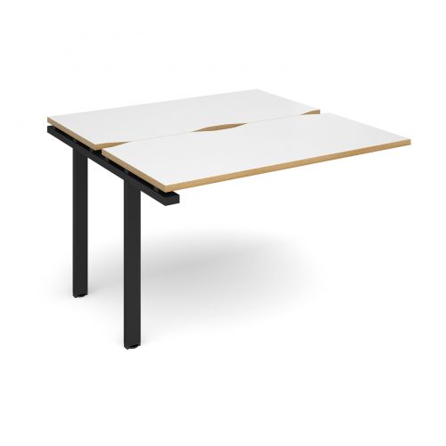 Adapt II add on unit single 1200mm x 1200mm - black frame, white top with oak edging