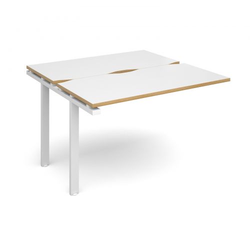 Adapt II add on unit single 1200mm x 1200mm - white frame, white top with oak edging