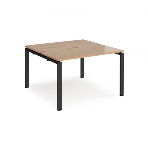 Adapt II back to back desks 1200mm x 1200mm - black frame, beech top
