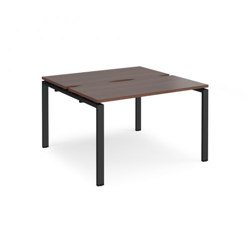 Adapt II back to back desks 1200mm x 1200mm - black frame, walnut top