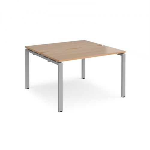 Adapt II back to back desks 1200mm x 1200mm - silver frame, beech top
