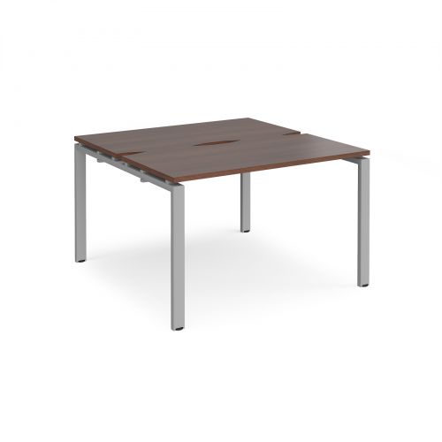 Adapt II back to back desks 1200mm x 1200mm - silver frame, walnut top