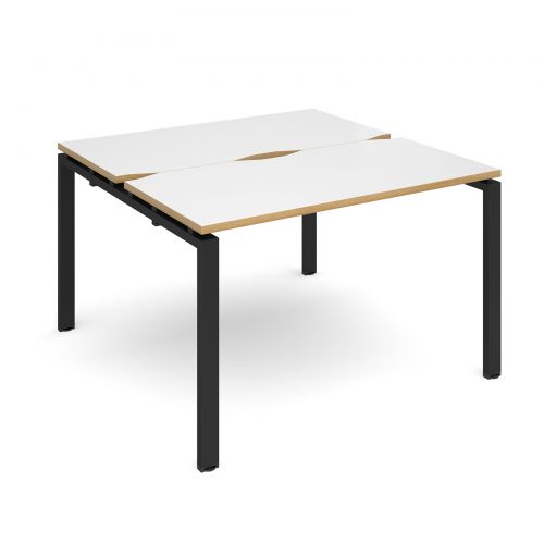 Adapt II starter units back to back 1200mm x 1200mm - black frame, white top with oak edging
