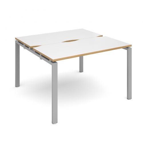 Adapt II starter units back to back 1200mm x 1200mm - silver frame, white top with oak edging