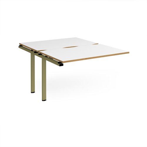 Adapt add on unit single 1200mm x 1600mm - green frame, white top, oak edge