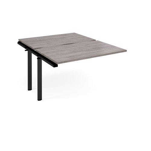 Adapt add on unit single 1200mm x 1600mm - black frame, grey oak top Bench Desking E1216-AB-K-GO