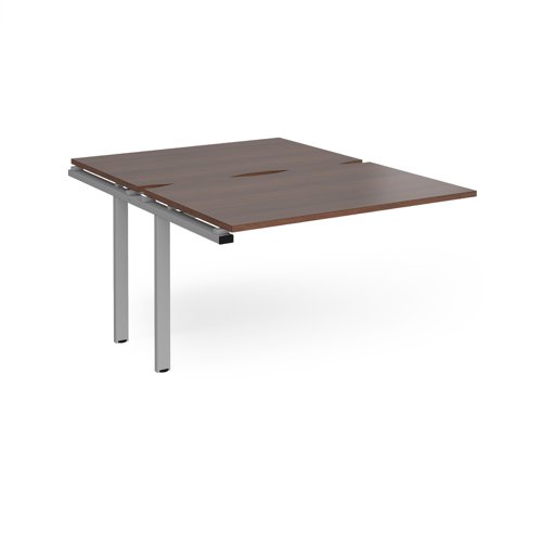 Adapt add on units back to back 1200mm x 1600mm - silver frame, walnut top Bench Desking E1216-AB-S-W