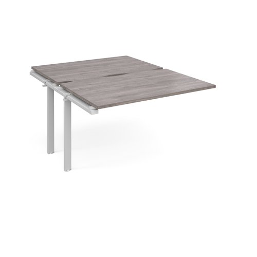 Adapt add on unit single 1200mm x 1600mm - white frame, grey oak top Bench Desking E1216-AB-WH-GO