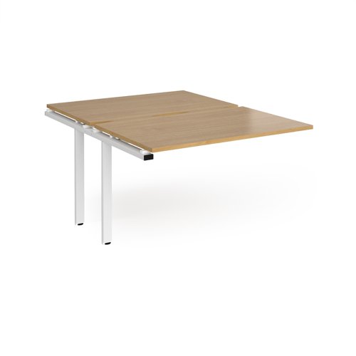 Adapt add on units back to back 1200mm x 1600mm - white frame, oak top Bench Desking E1216-AB-WH-O
