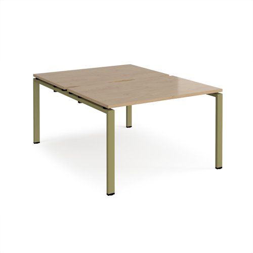 Adapt back to back desks 1200mm x 1600mm - green frame, kendal oak top