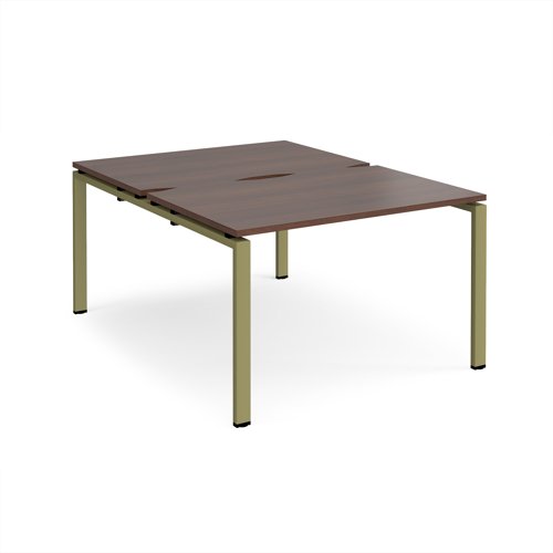 Adapt back to back desks 1200mm x 1600mm - green frame, walnut top
