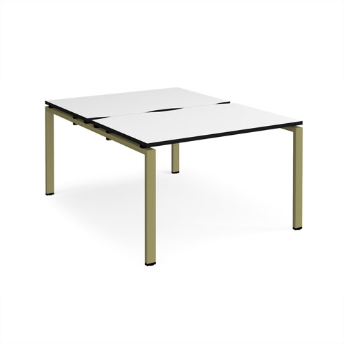 Adapt back to back desks 1200mm x 1600mm - green frame, white top, black edge