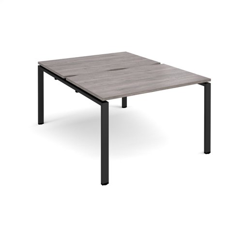 Adapt back to back desks 1200mm x 1600mm - black frame, grey oak top Bench Desking E1216-K-GO