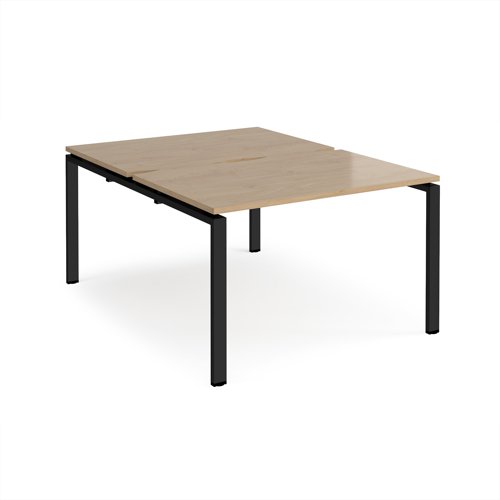 Adapt back to back desks 1200mm x 1600mm - black frame, kendal oak top