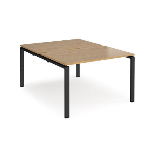 Adapt back to back desks 1200mm x 1600mm - black frame, oak top Bench Desking E1216-K-O