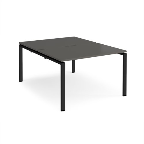 Adapt back to back desks 1200mm x 1600mm - black frame, storm grey top