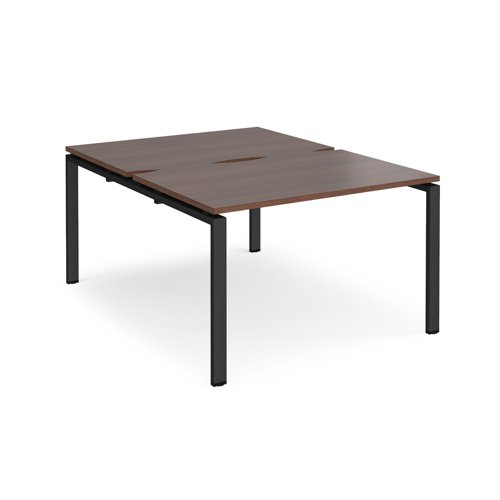 Adapt back to back desks 1200mm x 1600mm - black frame, walnut top Bench Desking E1216-K-W