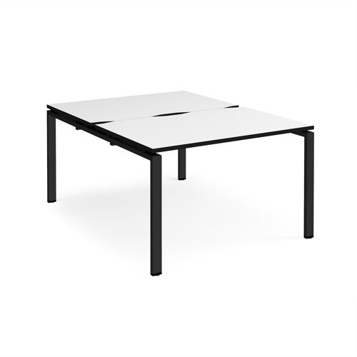 Adapt back to back desks 1200mm x 1600mm - black frame, white top, black edge