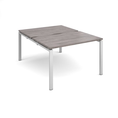 Adapt back to back desks 1200mm x 1600mm - silver frame, grey oak top E1216-S-GO Buy online at Office 5Star or contact us Tel 01594 810081 for assistance