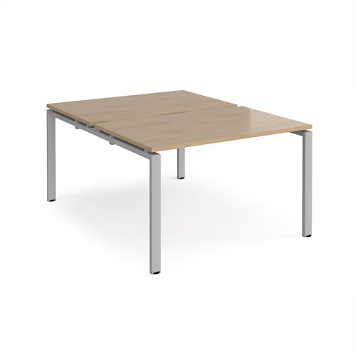 Adapt back to back desks 1200mm x 1600mm - silver frame, kendal oak top