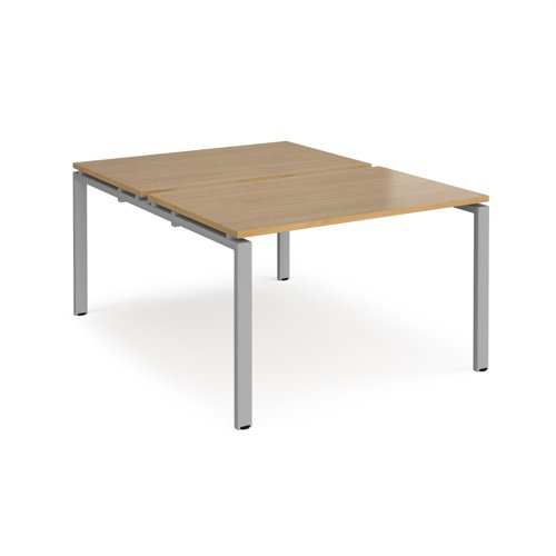 Adapt back to back desks 1200mm x 1600mm - silver frame, oak top Bench Desking E1216-S-O