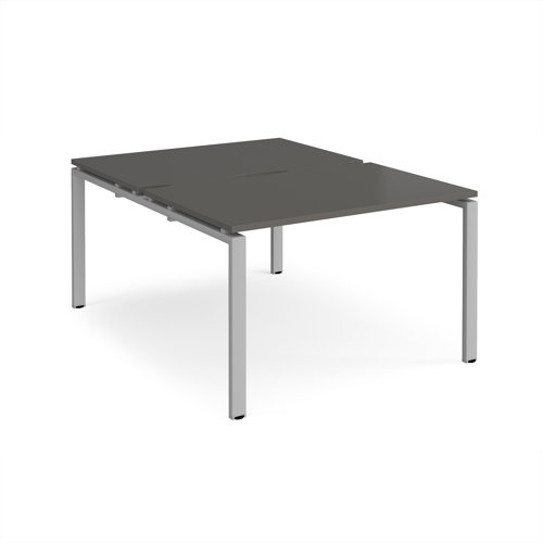 Adapt back to back desks 1200mm x 1600mm - silver frame, storm grey top