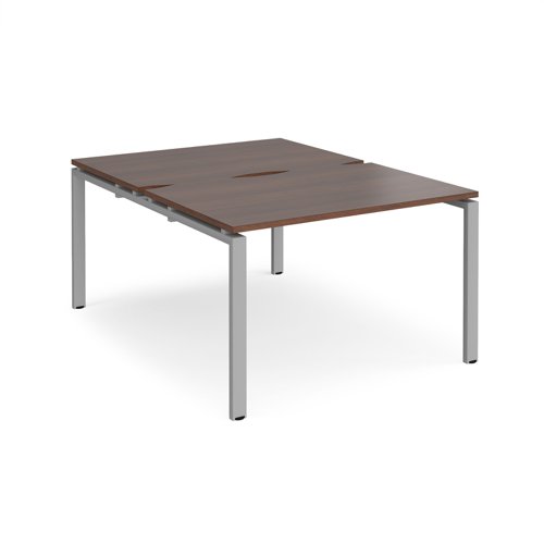 Adapt back to back desks 1200mm x 1600mm - silver frame, walnut top Bench Desking E1216-S-W