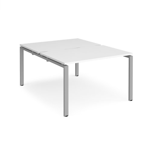E1216-S-WH Adapt back to back desks 1200mm x 1600mm - silver frame, white top