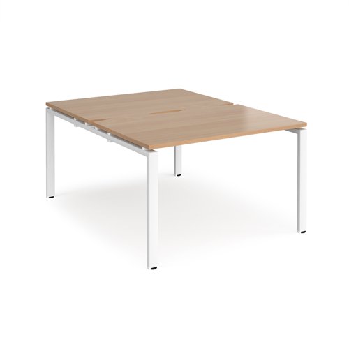 Adapt back to back desks 1200mm x 1600mm - white frame, beech top Bench Desking E1216-WH-B