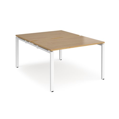 Adapt back to back desks 1200mm x 1600mm - white frame, oak top E1216-WH-O Buy online at Office 5Star or contact us Tel 01594 810081 for assistance