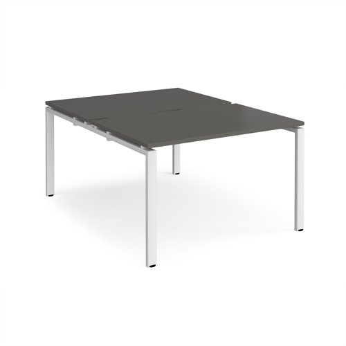 Adapt back to back desks 1200mm x 1600mm - white frame, storm grey top