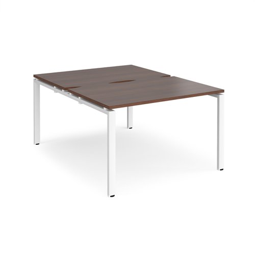 Adapt back to back desks 1200mm x 1600mm - white frame, walnut top Bench Desking E1216-WH-W