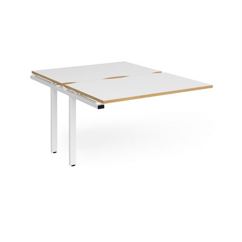 Adapt II add on unit single 1200mm x 1600mm - white frame, white top with oak edging