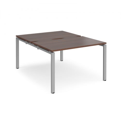 Adapt II back to back desks 1200mm x 1600mm - silver frame, walnut top