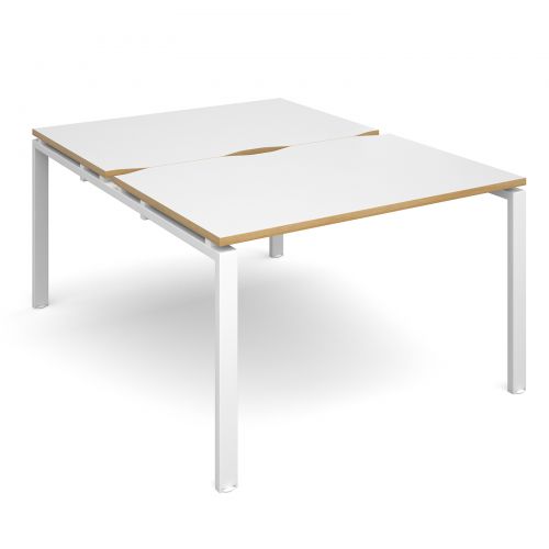 Adapt II starter units back to back 1200mm x 1600mm - white frame, white top with oak edging