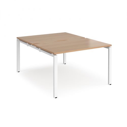 Adapt II back to back desks 1200mm x 1600mm - white frame, beech top