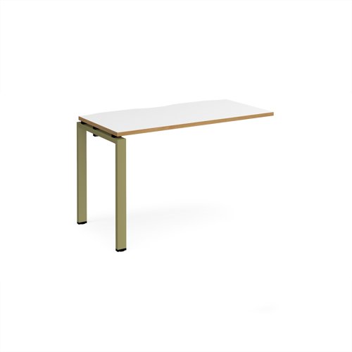 Adapt add on unit single 1200mm x 600mm - green frame, white top, oak edge