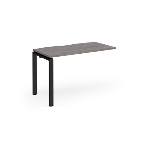 Adapt add on unit single 1200mm x 600mm - black frame, grey oak top Bench Desking E126-AB-K-GO