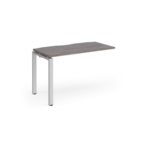 Adapt add on unit single 1200mm x 600mm - silver frame, grey oak top Bench Desking E126-AB-S-GO