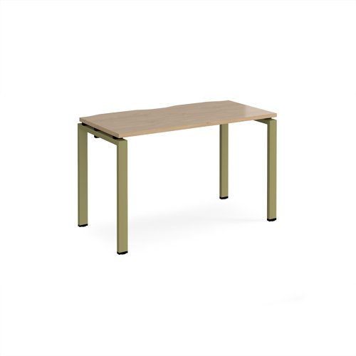 Adapt single desk 1200mm x 600mm - green frame, kendal oak top