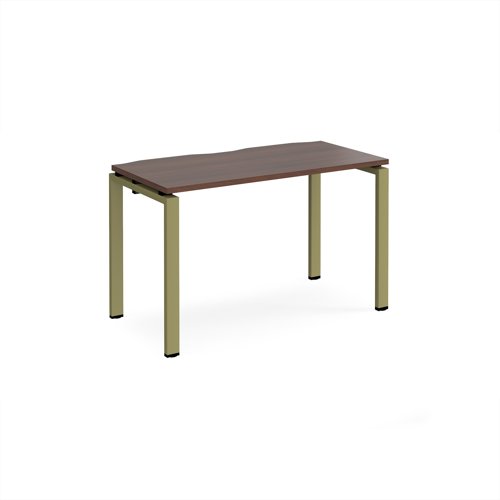 Adapt single desk 1200mm x 600mm - green frame, walnut top