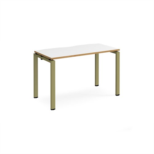 Adapt single desk 1200mm x 600mm - green frame, white top, oak edge