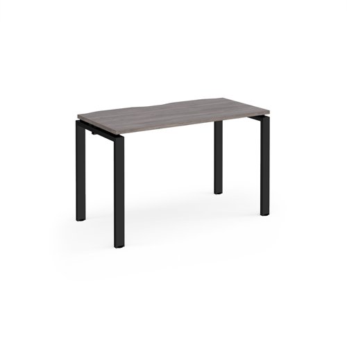Adapt single desk 1200mm x 600mm - black frame, grey oak top Bench Desking E126-K-GO