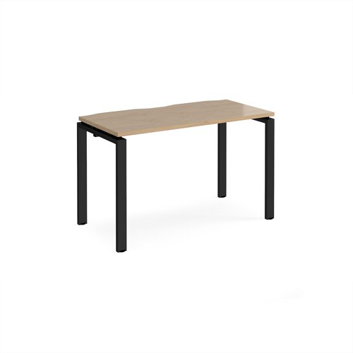 Adapt single desk 1200mm x 600mm - black frame, kendal oak top