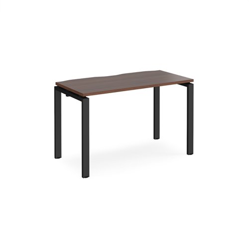 Adapt single desk 1200mm x 600mm - black frame, walnut top Bench Desking E126-K-W