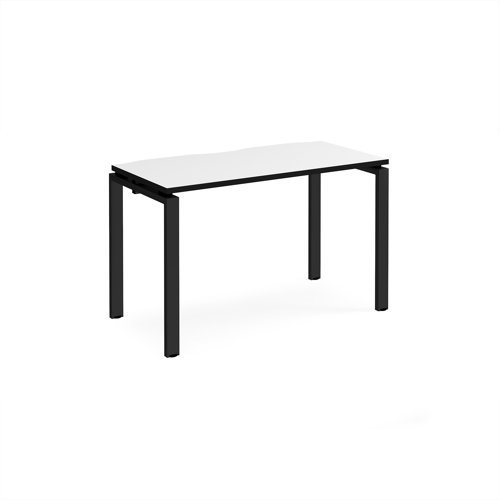 Adapt single desk 1200mm x 600mm - black frame, white top, black edge