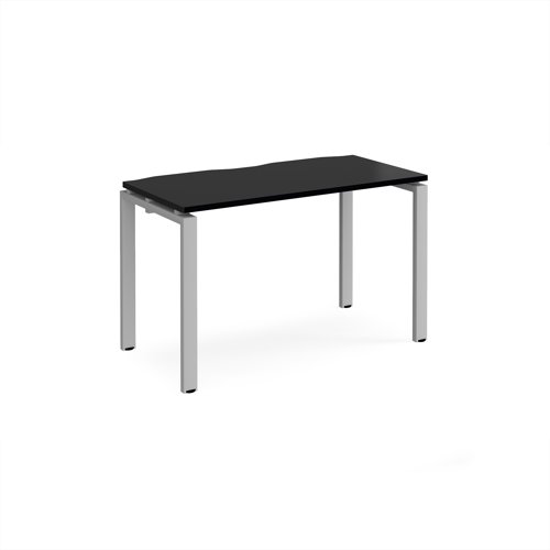 Adapt single desk 1200mm x 600mm - silver frame, black top