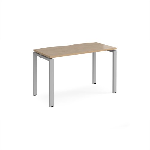 Adapt single desk 1200mm x 600mm - silver frame, kendal oak top