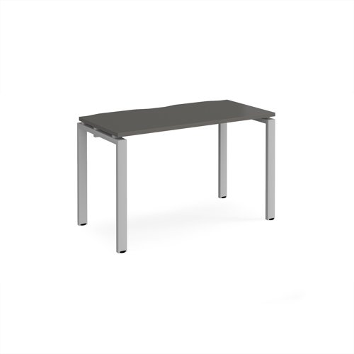 Adapt single desk 1200mm x 600mm - silver frame, storm grey top